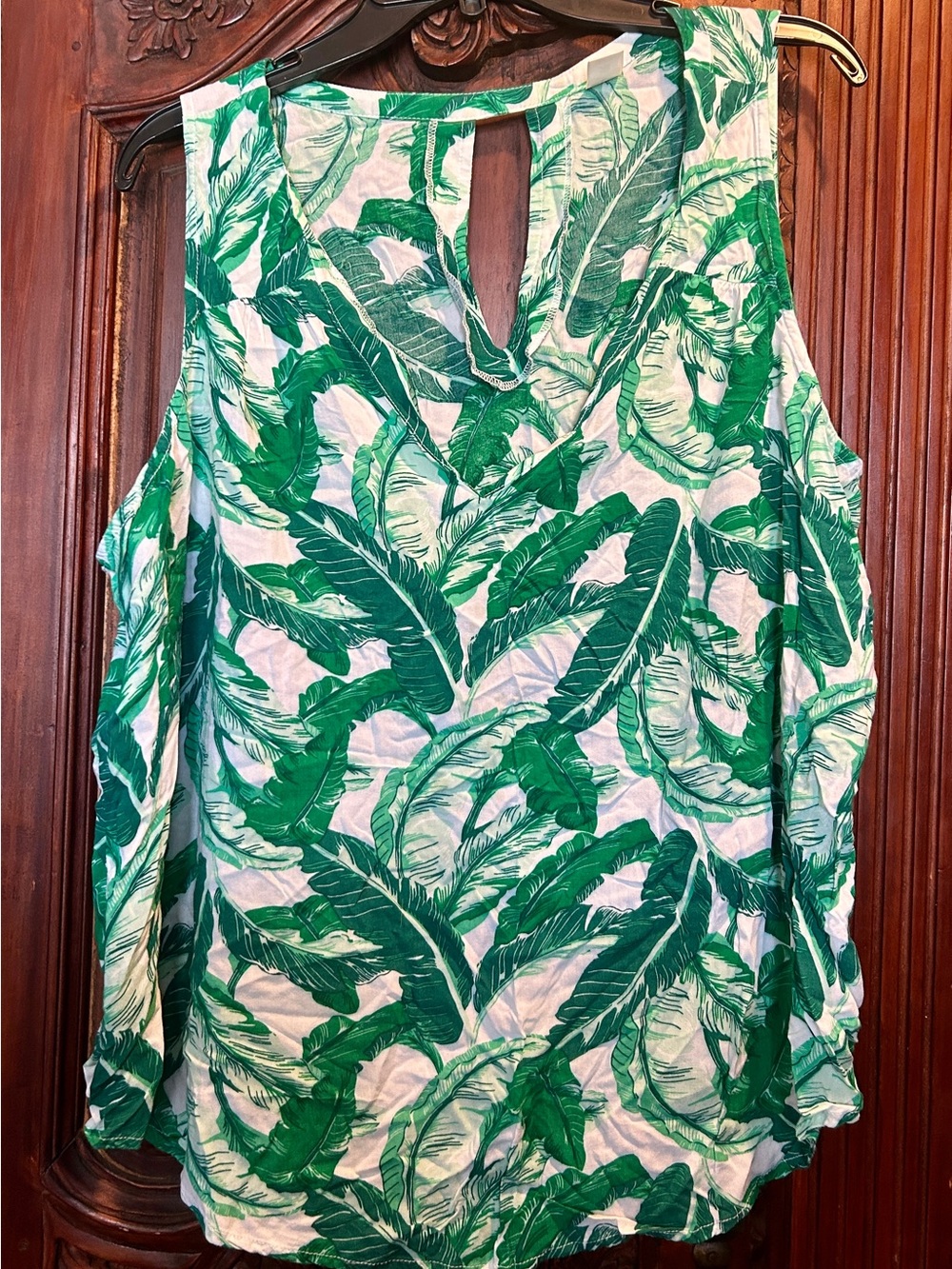 Old Navy Green Leaf Print Sleeveless Tank